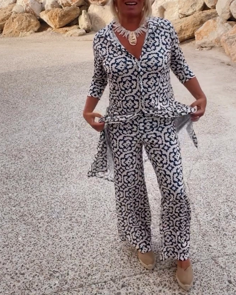 Elegantní dvoudílná souprava s potiskem pro každodenní styl