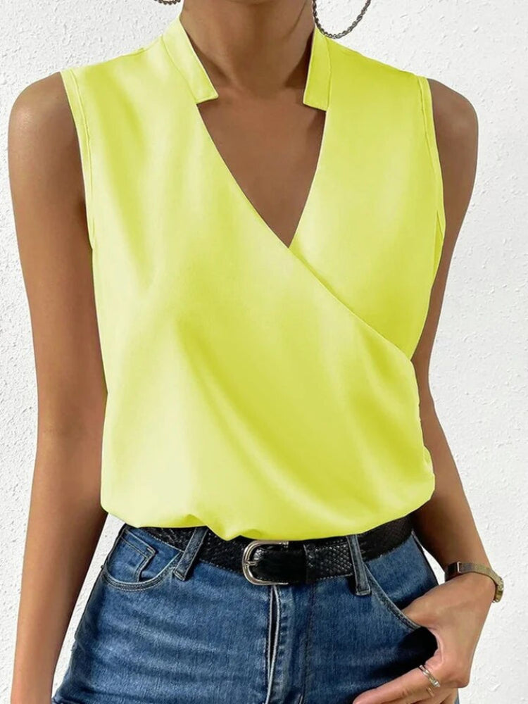 Elegantní květinový top bez rukávů s výstřihem do V