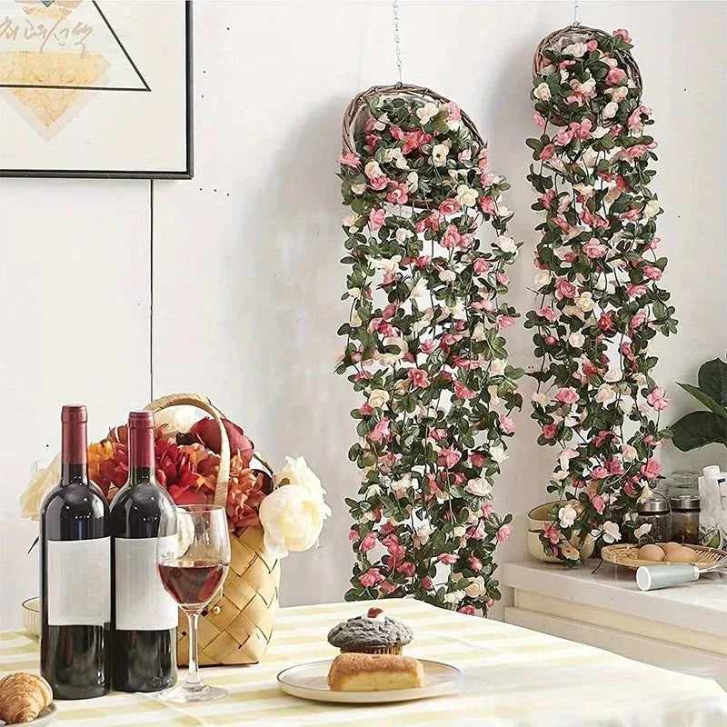 Girlanda z umělých růží 230 cm — Hedvábí, 6 barev, na svatbu a oslavu