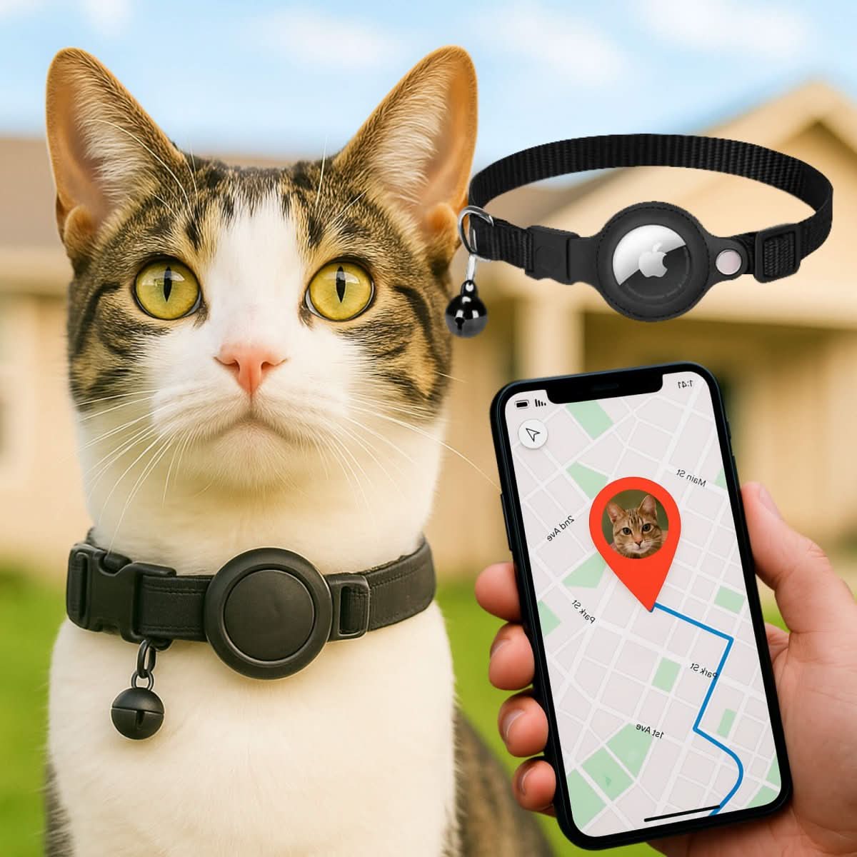 GPS obojek pro kočky s reflexním designem