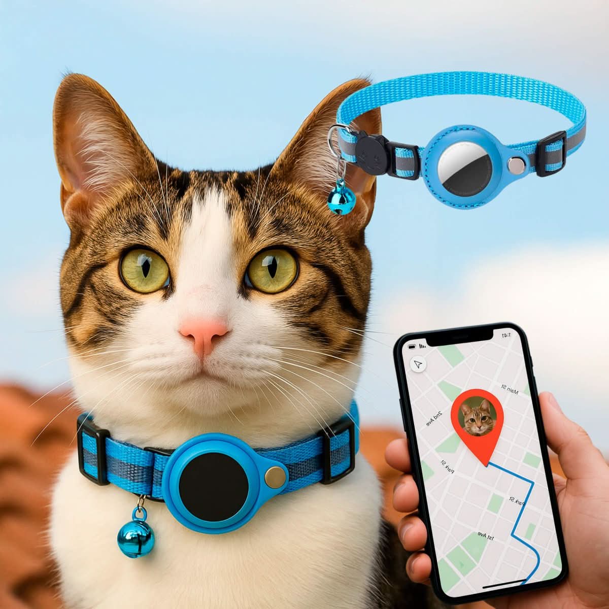 GPS obojek pro kočky s reflexním designem