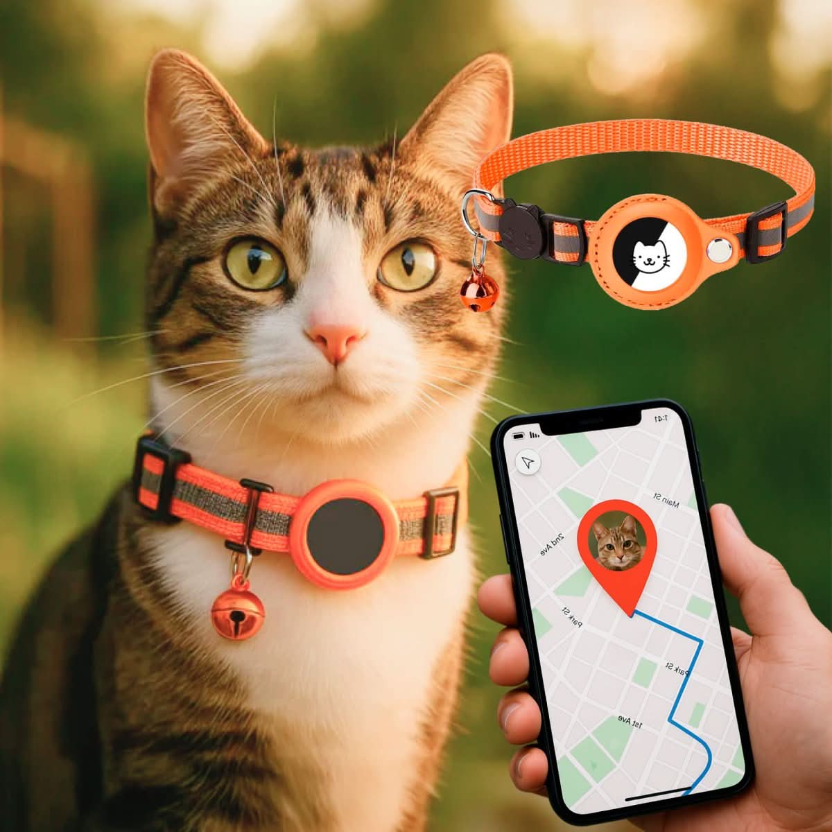 GPS obojek pro kočky s reflexním designem