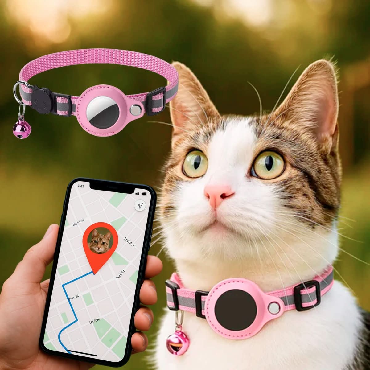 GPS obojek pro kočky s reflexním designem