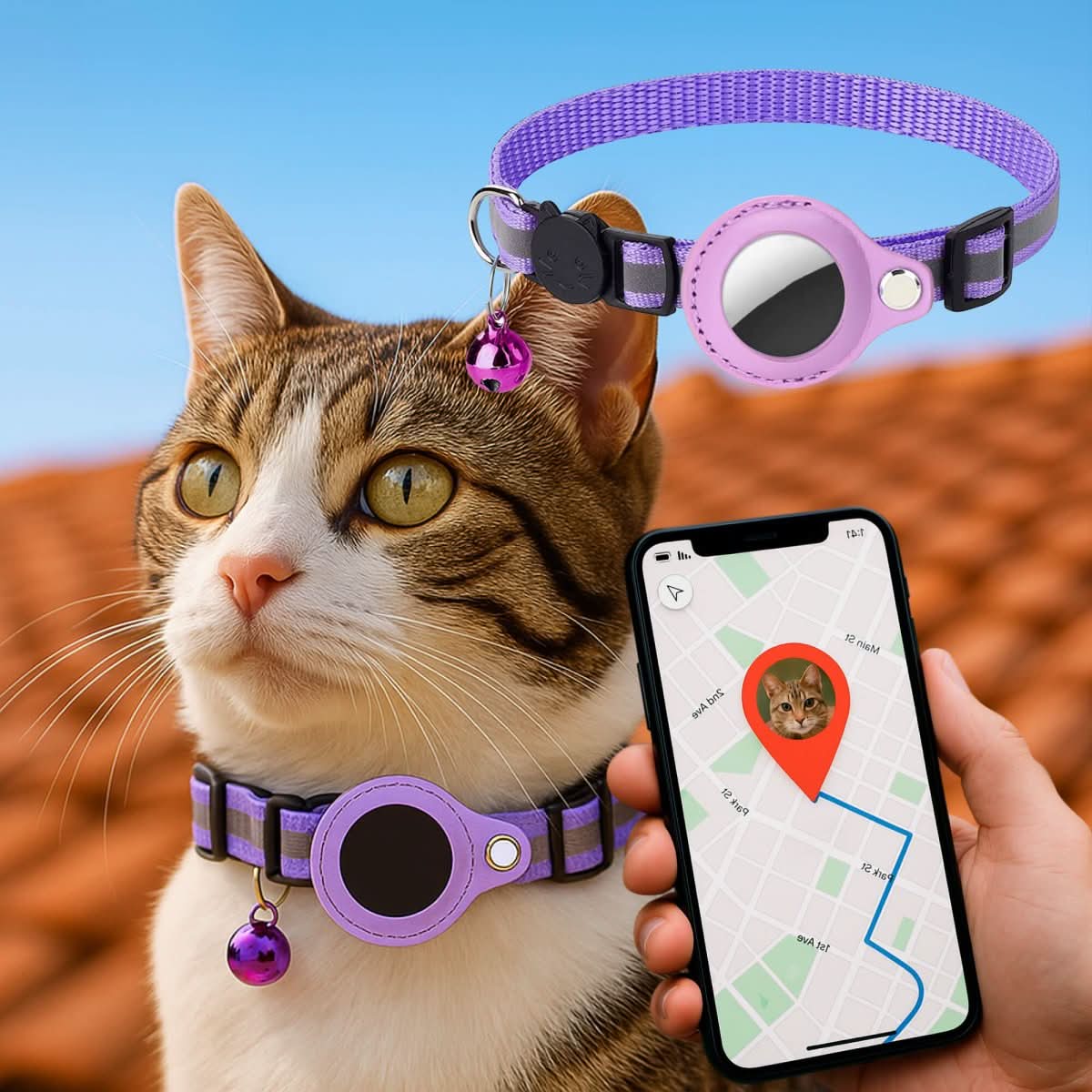 GPS obojek pro kočky s reflexním designem