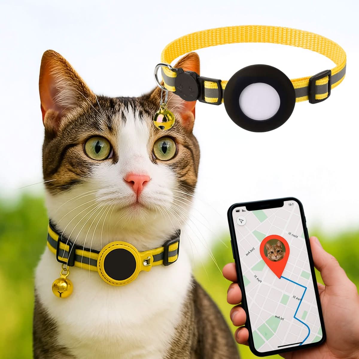 GPS obojek pro kočky s reflexním designem