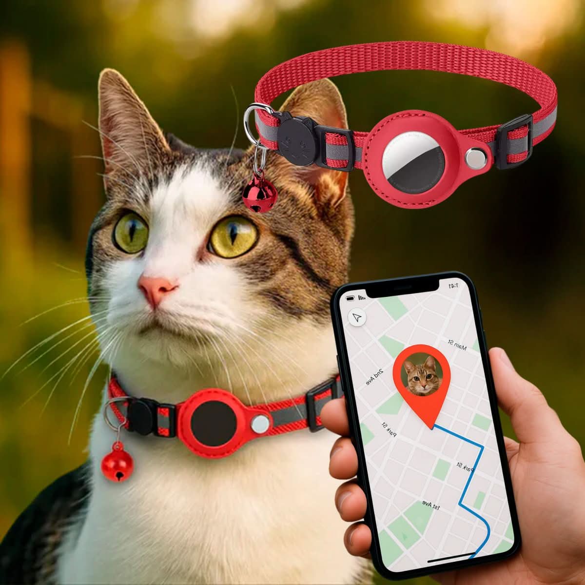 GPS obojek pro kočky s reflexním designem
