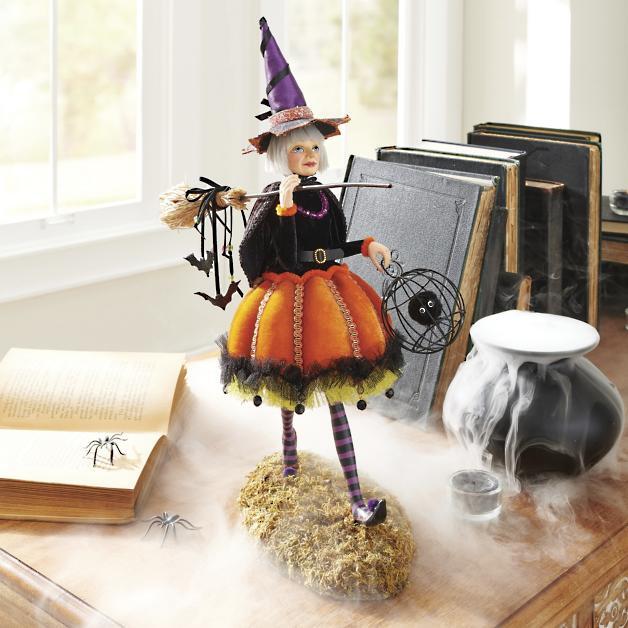 Halloweenská figurka | Ručně vyráběná dekorace čarodějnice | Pryskyřice