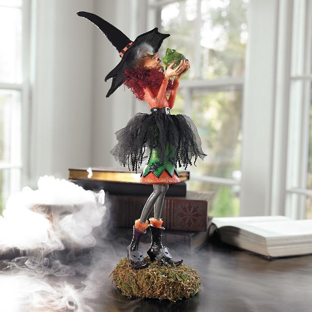 Halloweenská figurka | Ručně vyráběná dekorace čarodějnice | Pryskyřice