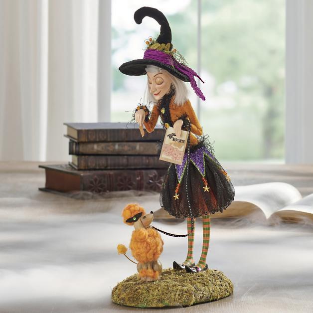 Halloweenská figurka | Ručně vyráběná dekorace čarodějnice | Pryskyřice