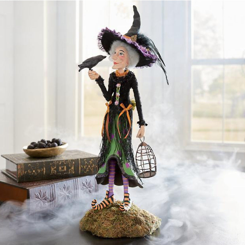 Halloweenská figurka | Ručně vyráběná dekorace čarodějnice | Pryskyřice