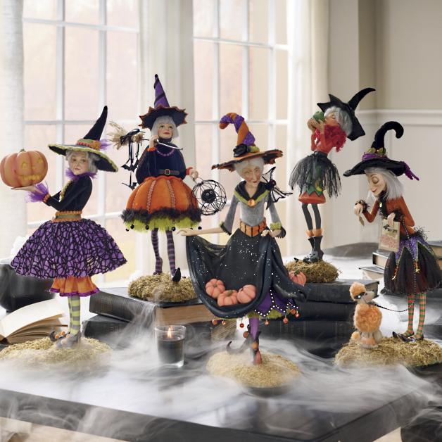 Halloweenská figurka | Ručně vyráběná dekorace čarodějnice | Pryskyřice