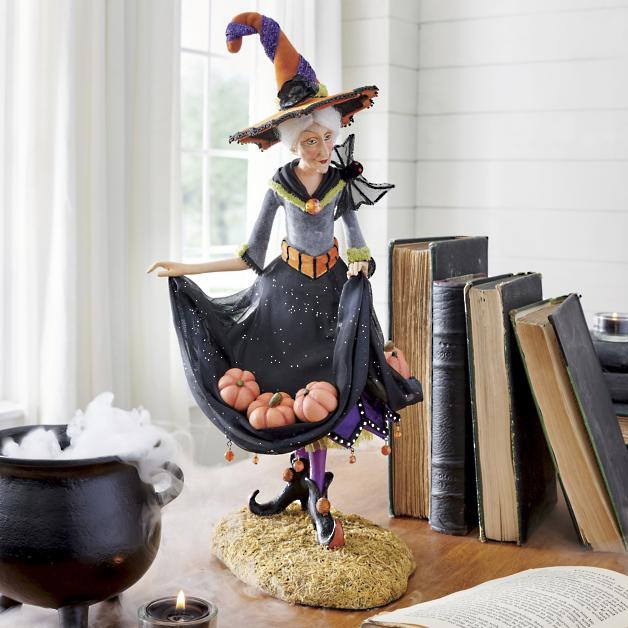 Halloweenská figurka | Ručně vyráběná dekorace čarodějnice | Pryskyřice