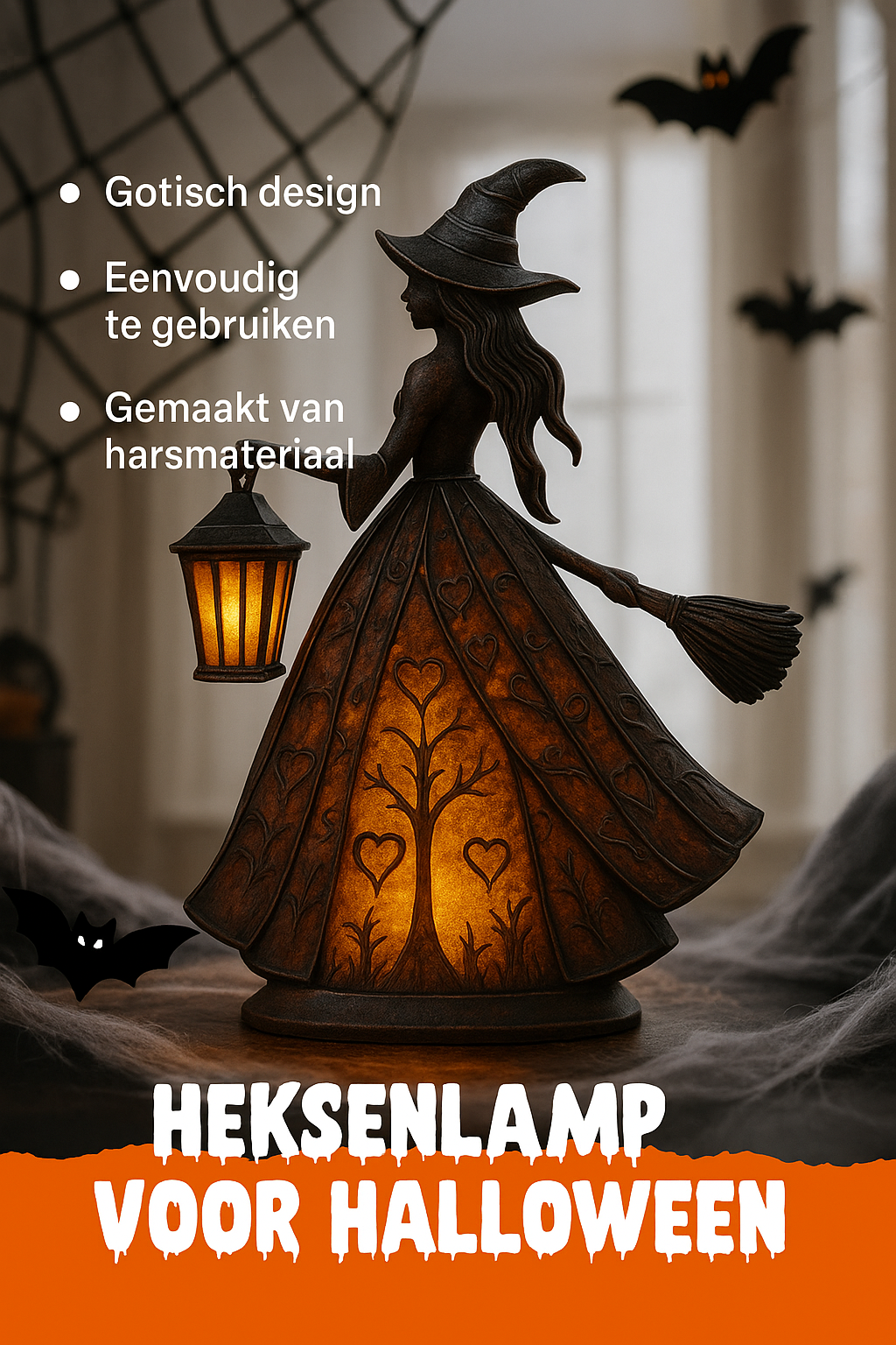 Halloweenská lampa ve tvaru čarodějnice