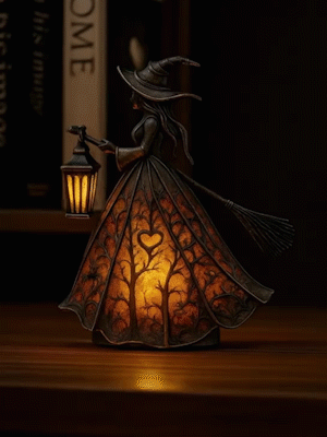 Halloweenská lampa ve tvaru čarodějnice