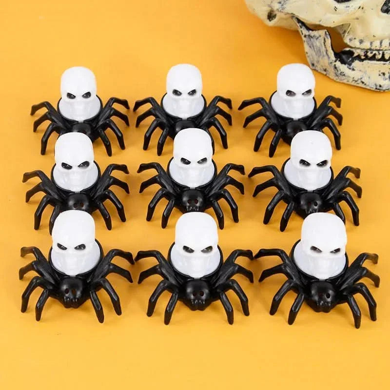 Halloweenská LED lampa s lebkou a pavoukem – strašidelná domácí dekorace