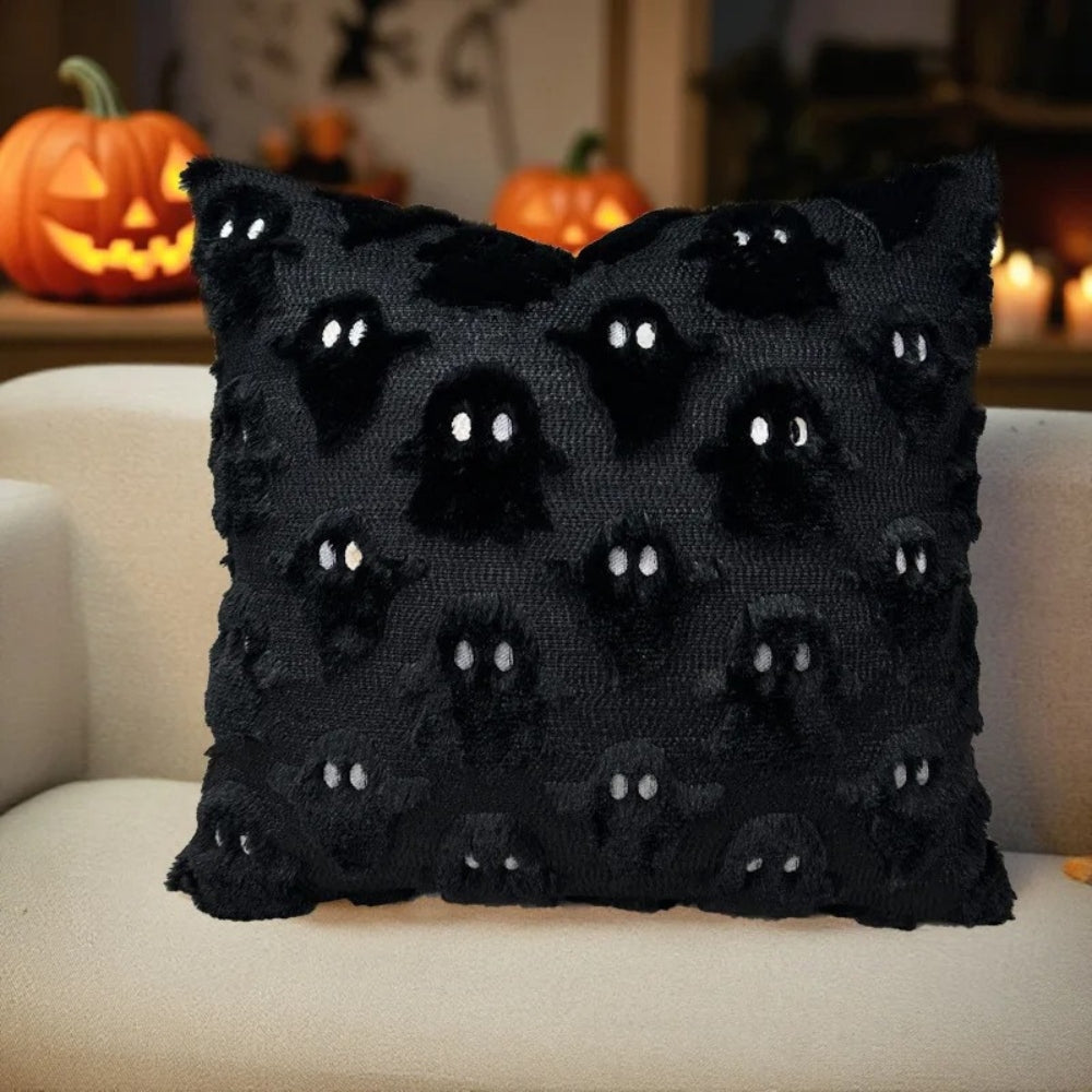 Halloweenský plyšový povlak na polštář se strašidelnými duchy