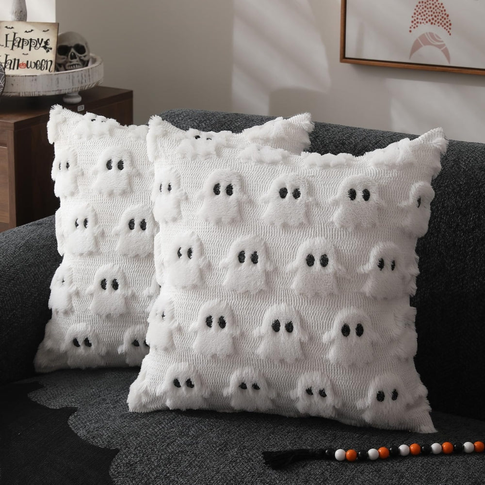 Halloweenský plyšový povlak na polštář se strašidelnými duchy