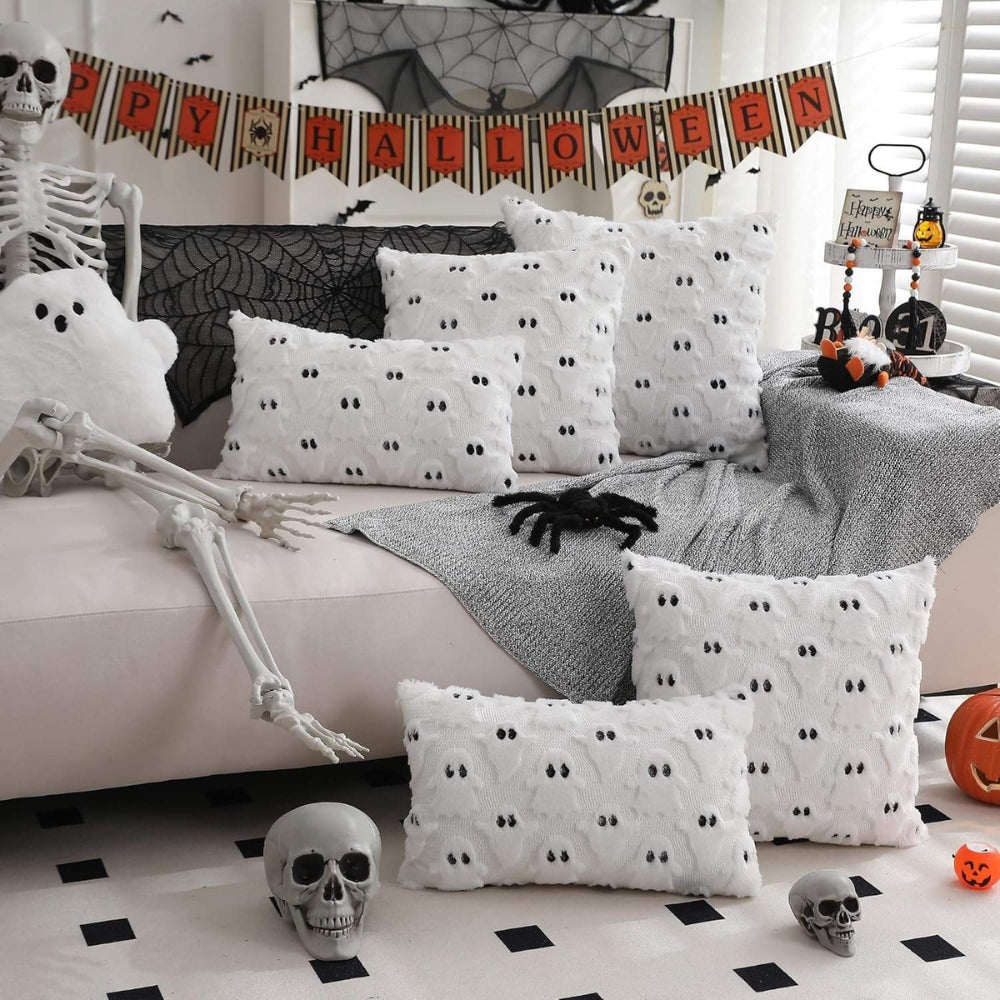 Halloweenský plyšový povlak na polštář se strašidelnými duchy