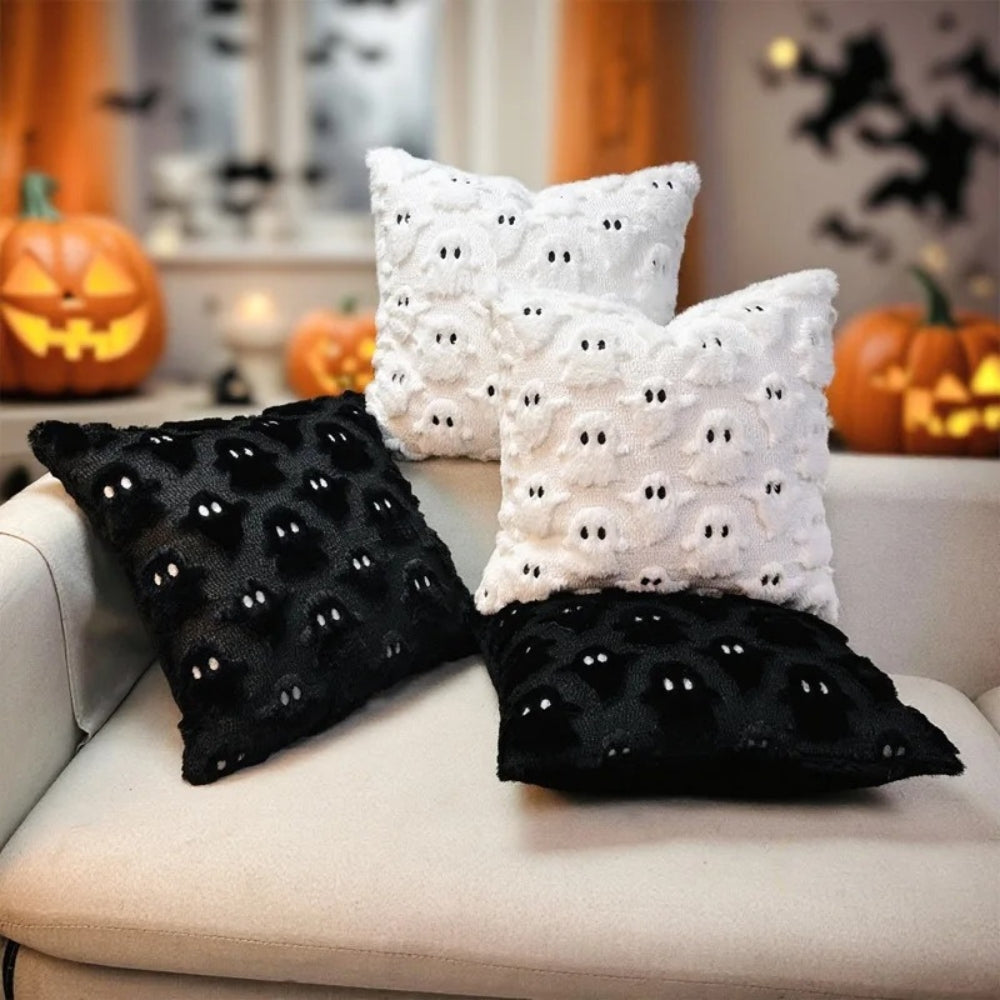 Halloweenský plyšový povlak na polštář se strašidelnými duchy