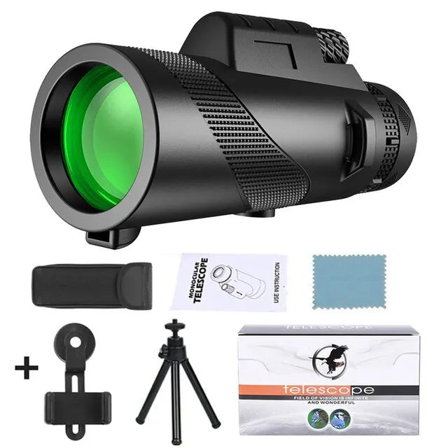HD zoom monokulární dalekohled 80x100: Výkonný přenosný dalekohled pro lov, kempování a outdoorové objevování na cestách