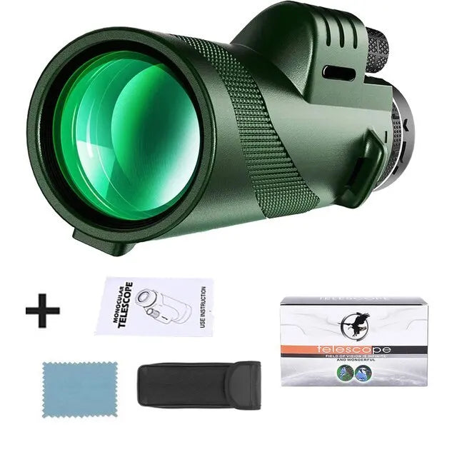 HD zoom monokulární dalekohled 80x100: Výkonný přenosný dalekohled pro lov, kempování a outdoorové objevování na cestách