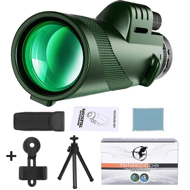 HD zoom monokulární dalekohled 80x100: Výkonný přenosný dalekohled pro lov, kempování a outdoorové objevování na cestách