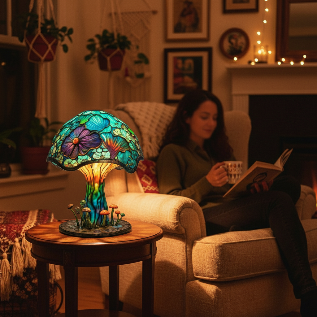 Kouzelná barevná skleněná lampa pro pohodovou atmosféru
