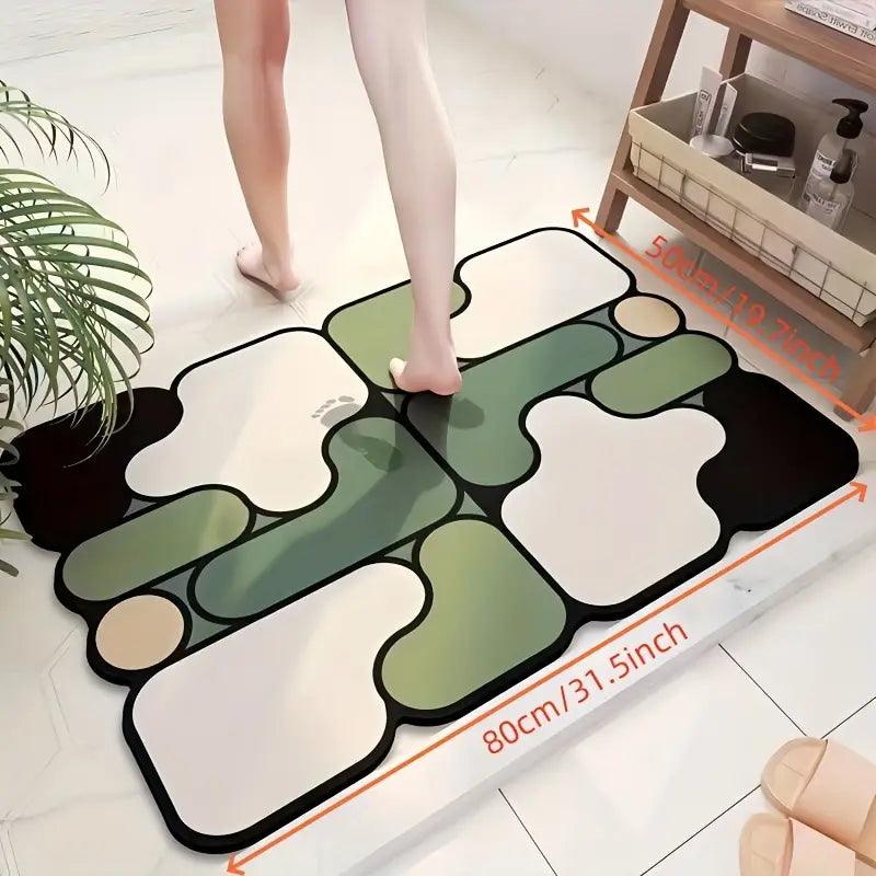 Kreativní protiskluzová koupelnová předložka z křemeliny s motivem puzzle