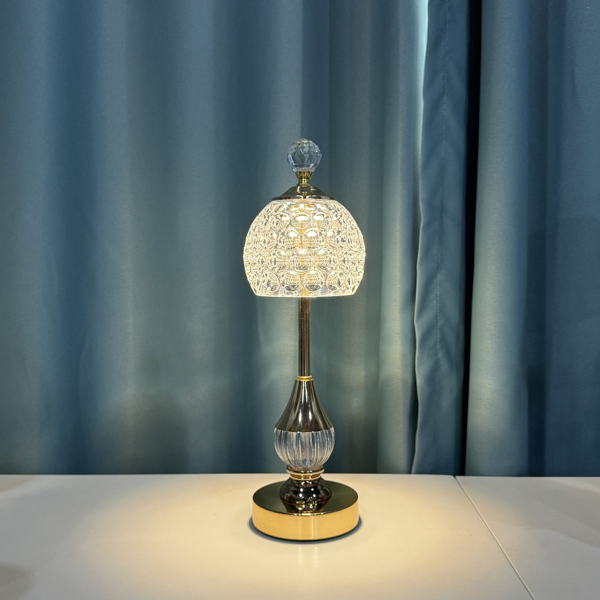 Křišťálová stolní lampa s dotykovým ovládáním | Dobíjecí LED světlo na noční stolek