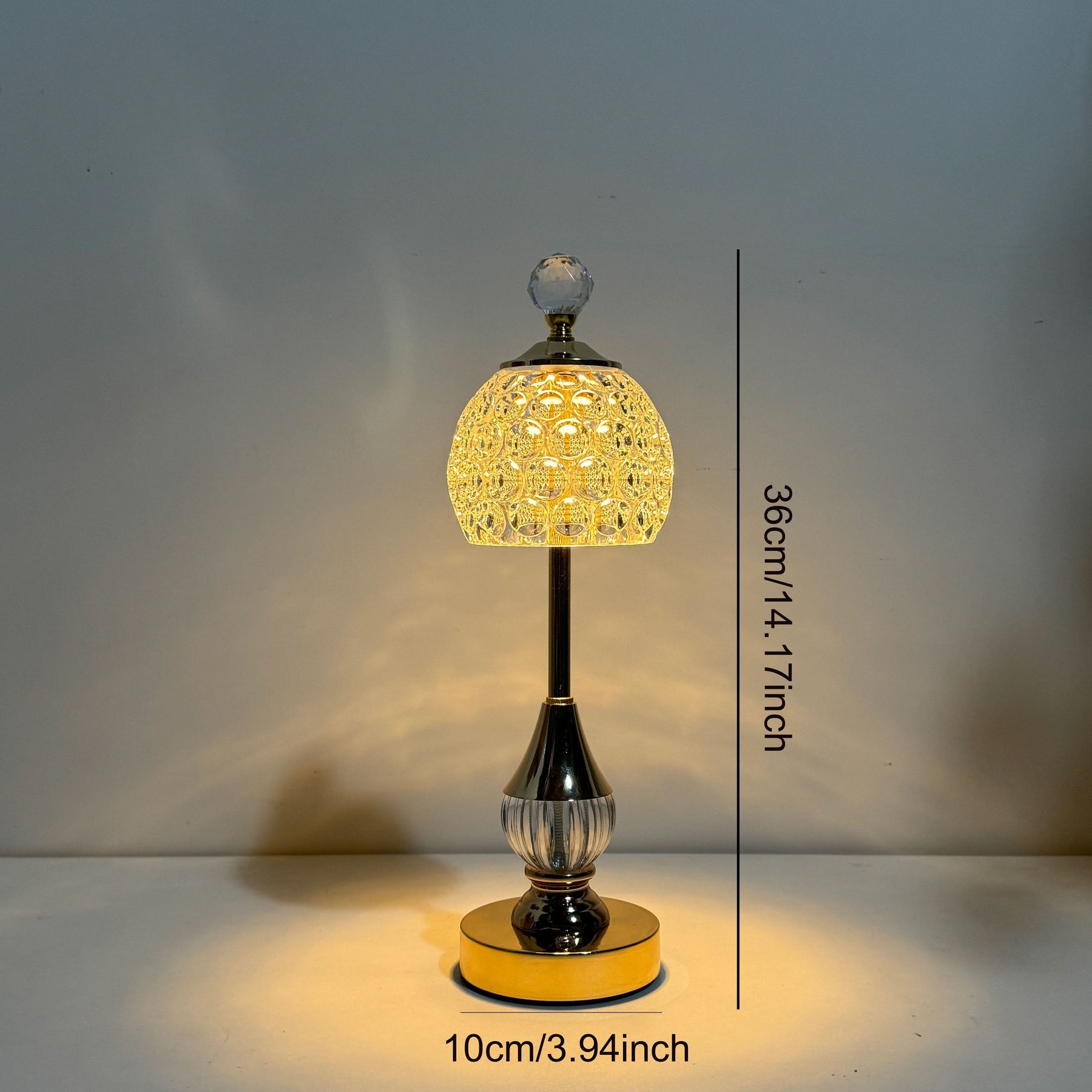 Křišťálová stolní lampa s dotykovým ovládáním | Dobíjecí LED světlo na noční stolek