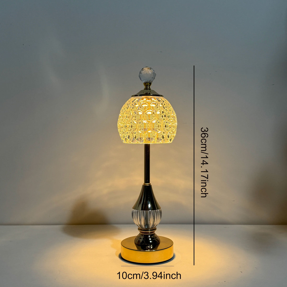 Křišťálová stolní lampa s dotykovým ovládáním | Dobíjecí LED světlo na noční stolek