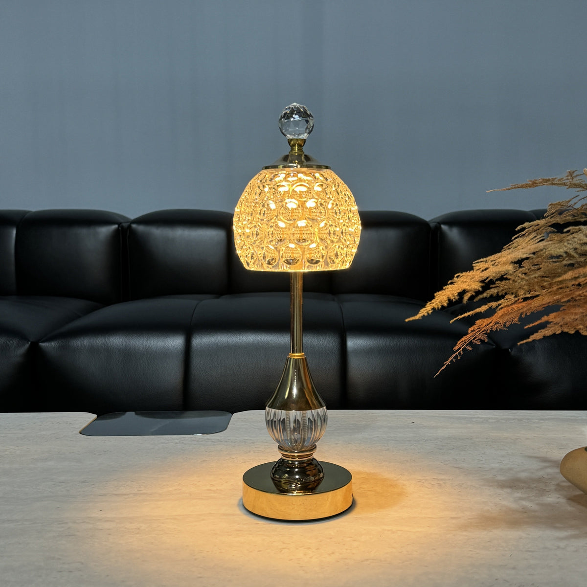 Křišťálová stolní lampa s dotykovým ovládáním | Dobíjecí LED světlo na noční stolek