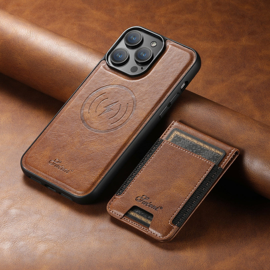 Kryt na mobil z umělé kůže s držákem na karty a kompatibilitou