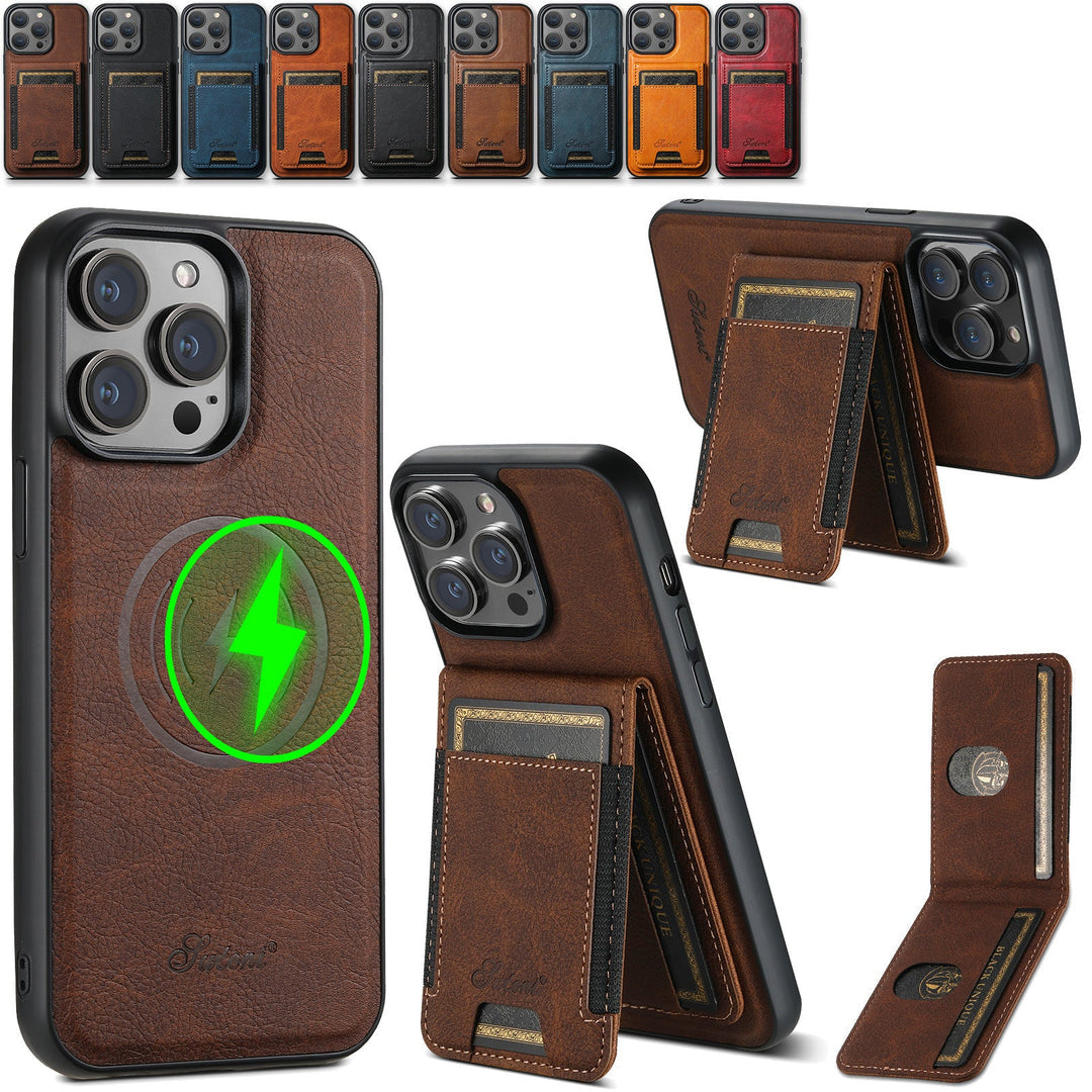 Kryt na mobil z umělé kůže s držákem na karty a kompatibilitou
