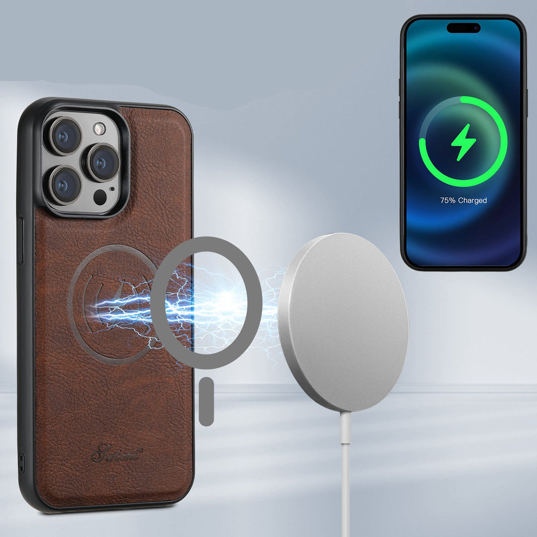 Kryt na mobil z umělé kůže s držákem na karty a kompatibilitou