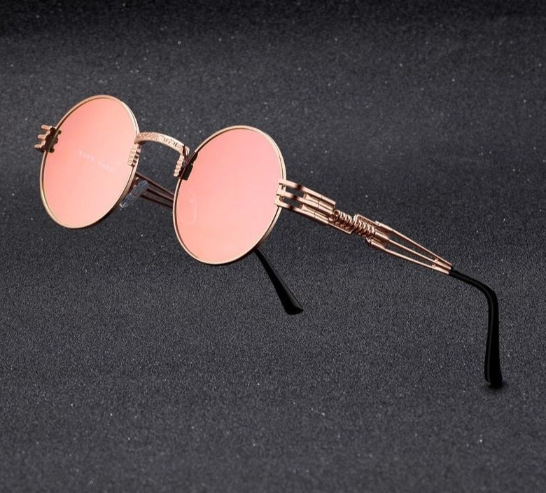 Kulaté kovové sluneční brýle v štylu steampunk