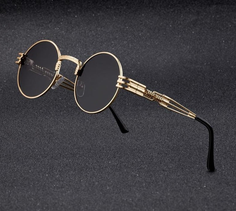 Kulaté kovové sluneční brýle v štylu steampunk