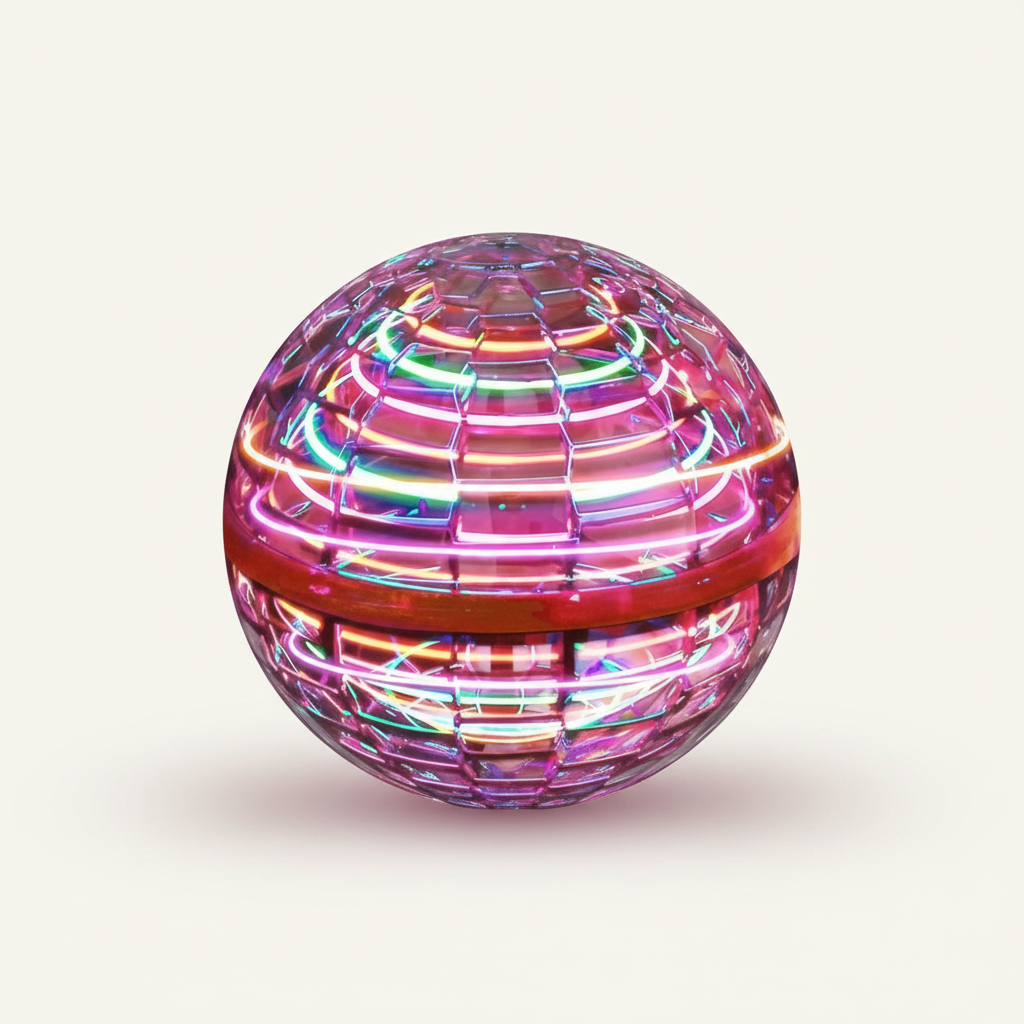 Létající míč Flying Orb | Aerodynamický létající spinner s LED efekty | Rotace 360° a funkce bumerangu | Odolné tělo a rychlé USB nabíjení