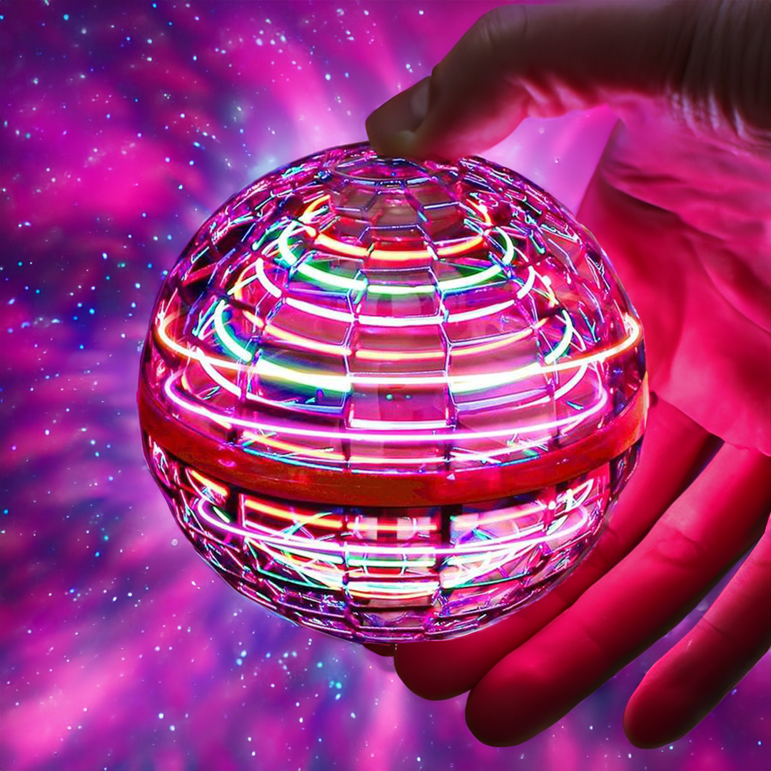 Létající míč Flying Orb | Aerodynamický létající spinner s LED efekty | Rotace 360° a funkce bumerangu | Odolné tělo a rychlé USB nabíjení