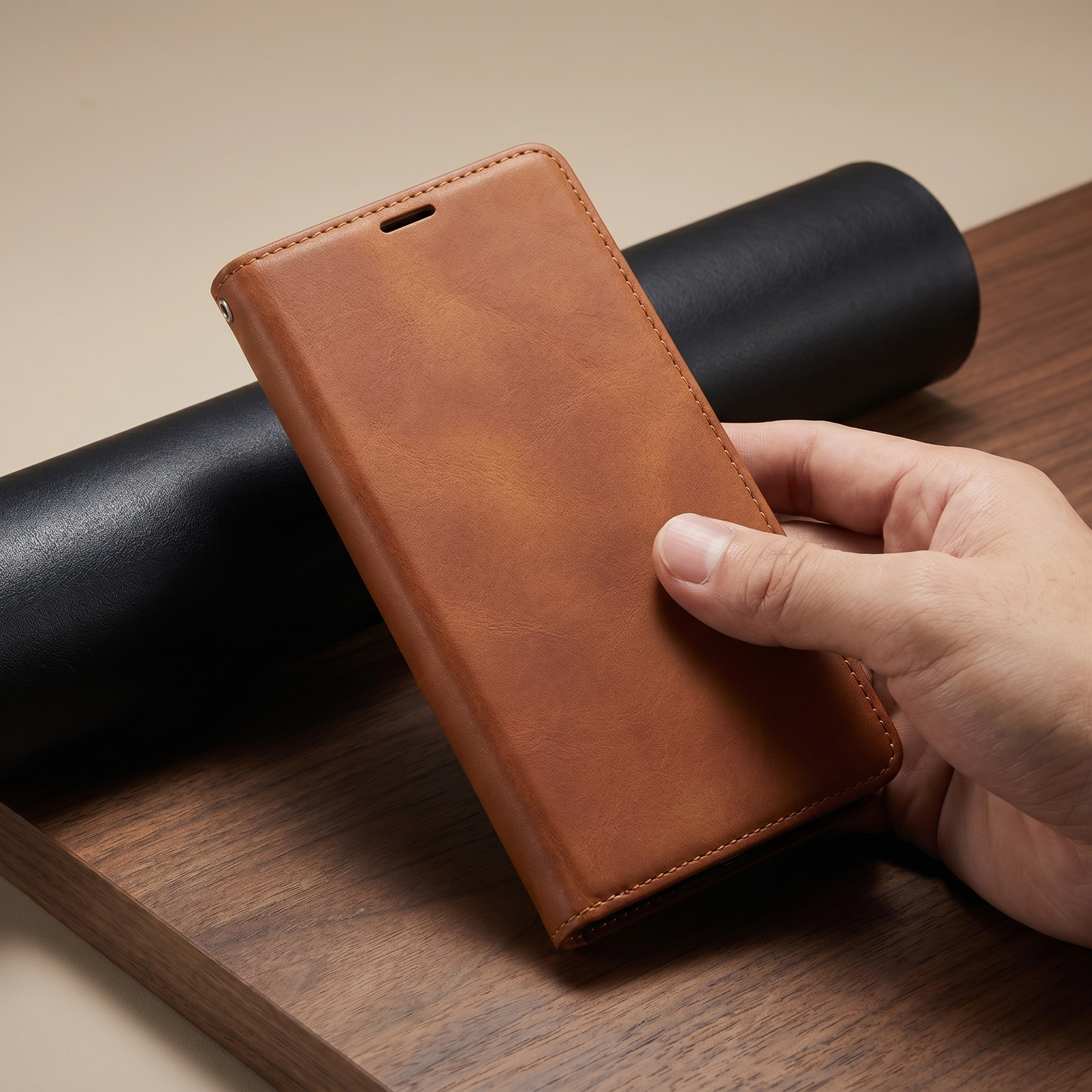 Magnetické kožené pouzdro na smartphony se stylovým designem | Odolná ochrana a bezpečné zapínání