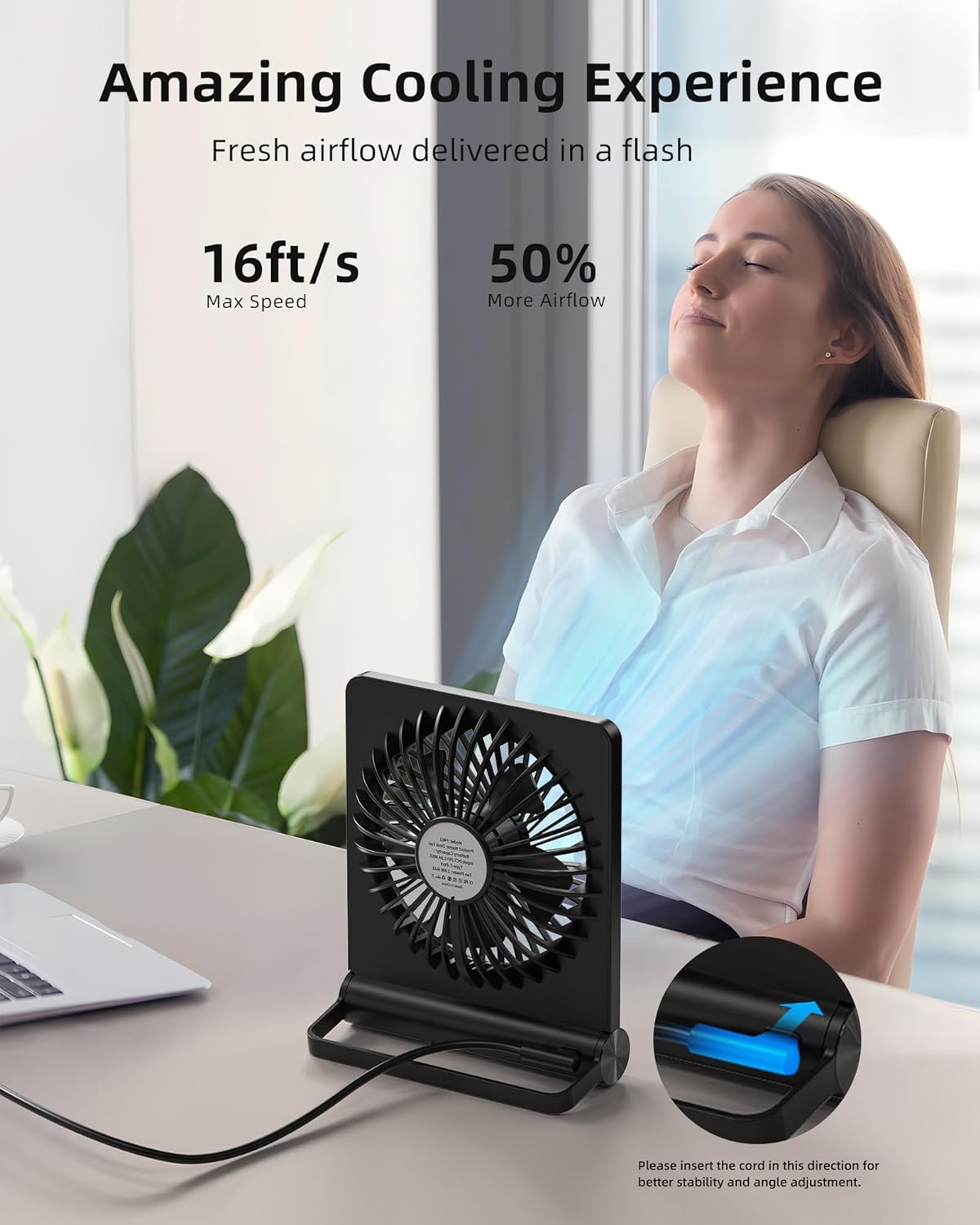 Malý ultra tichý stolní ventilátor s silným proudem vzduchu