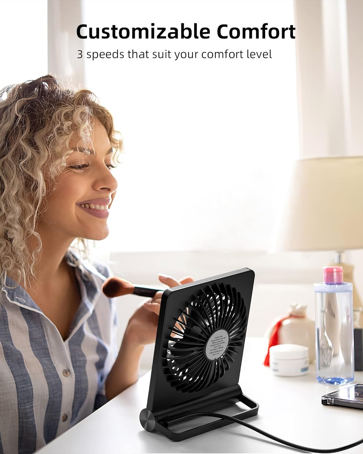 Malý ultra tichý stolní ventilátor s silným proudem vzduchu