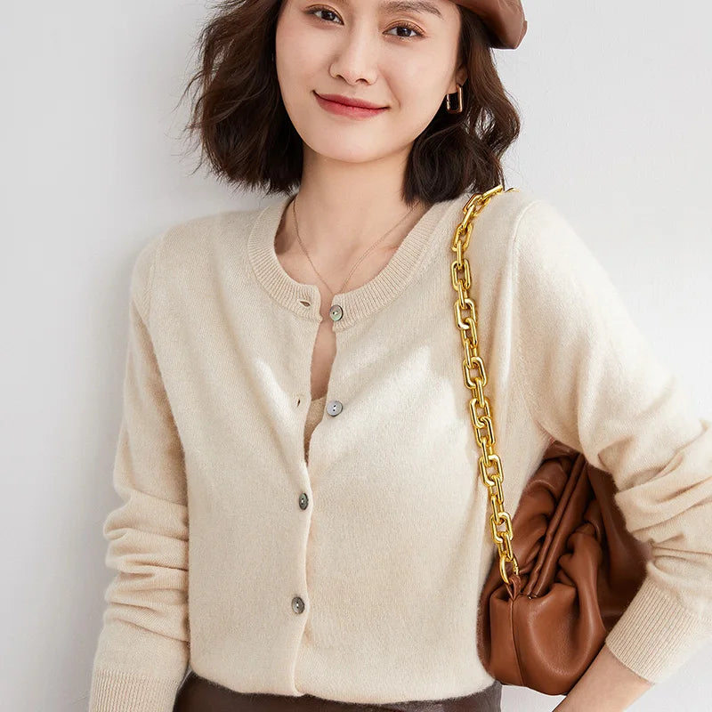 Měkký pletený kašmírový kardigan na jaro a podzim