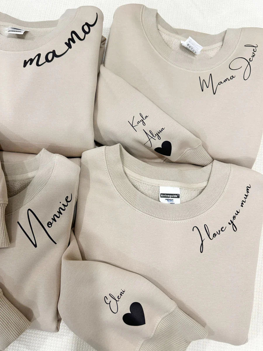 Mikina s možností personalizace jmény na rukávu