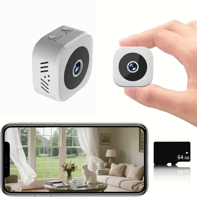 Mini bezpečnostní kamera 1080P s WiFi a nočním viděním – Bezdrátový sledovací systém s detekcí pohybu