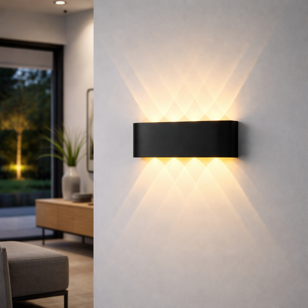 Minimalistické nástěnné LED osvětlení s svícením nahoru a dolů pro interiér a exteriér