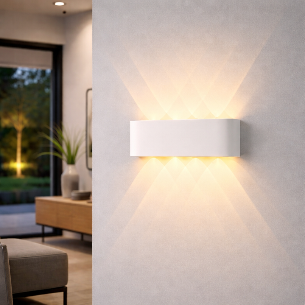 Minimalistické nástěnné LED osvětlení s svícením nahoru a dolů pro interiér a exteriér