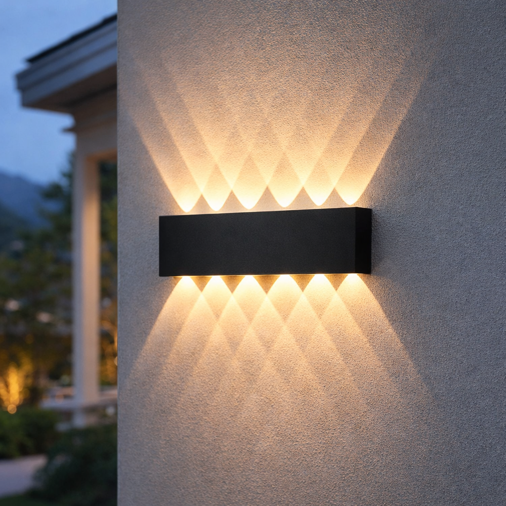 Minimalistické nástěnné LED osvětlení s svícením nahoru a dolů pro interiér a exteriér