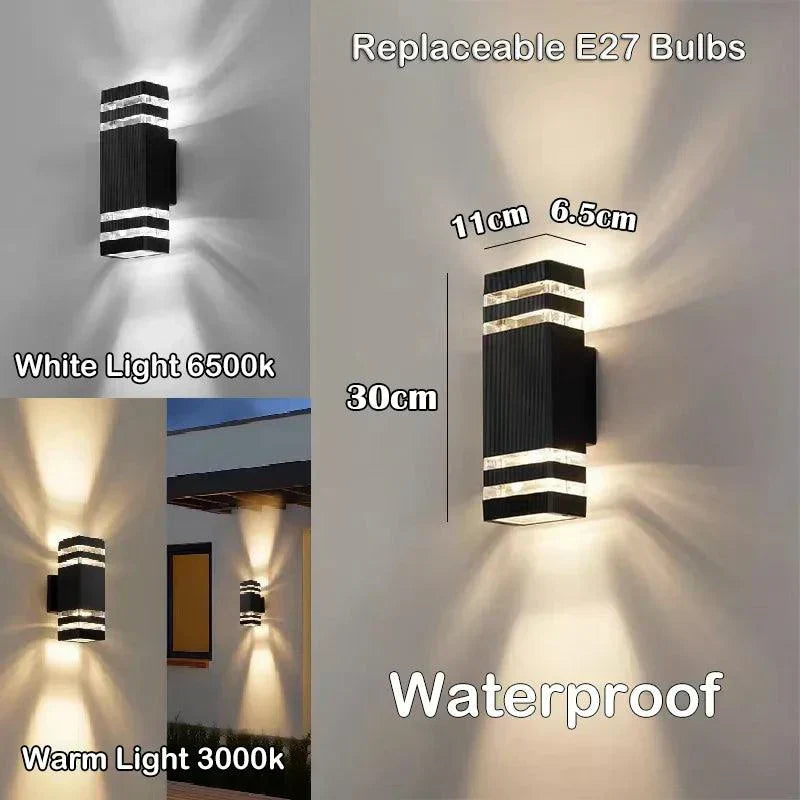 Moderní venkovní LED nástěnné svítidlo IP65 – oboustranný design Up & Down s paticí E27