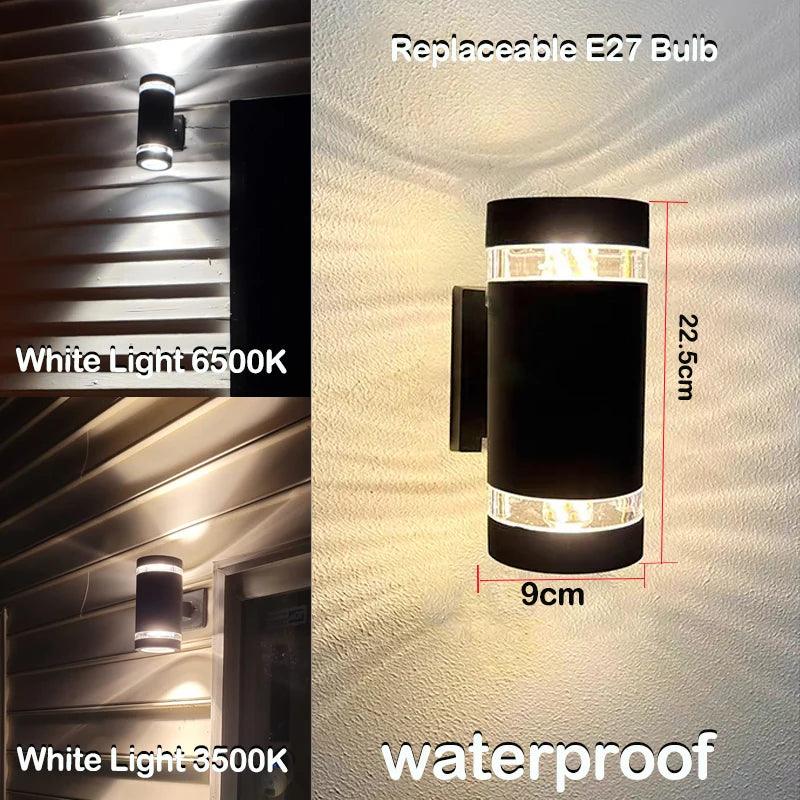 Moderní venkovní LED nástěnné svítidlo IP65 – oboustranný design Up & Down s paticí E27